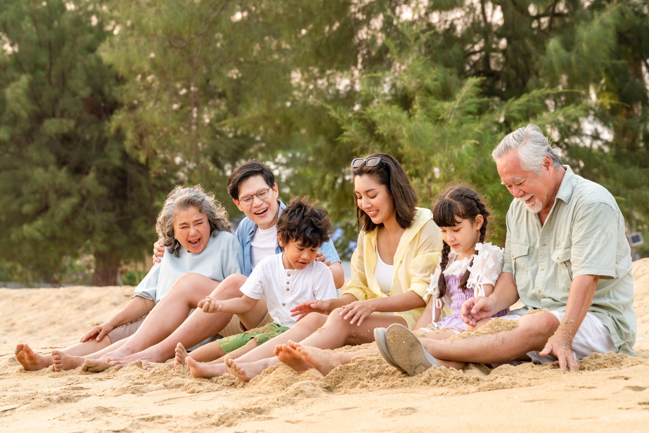 Family on beach